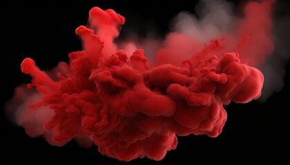 Wall Mural - ink red color smoke blot on png transparent abstract background