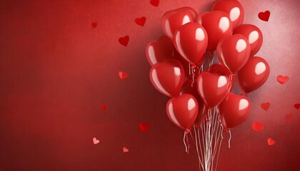 Wall Mural - red balloons background valentine s day concept on red wall