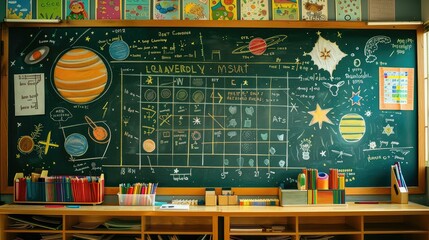 Wall Mural - classroom chalkboard elementary school