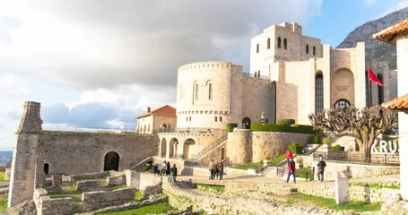 Wall Mural - View of inside Kruja castle in Albania in afternoon sky 3 march 2024