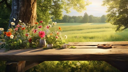 Poster - flowers table nature background