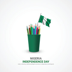 Wall Mural - nigeria independence day. nigeria independence day creative ads design. social media post, vector, 3D illustration.