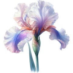 Wall Mural - Elegant bouquet of irises painted in watercolor. Spring Festival. Close-up, cut out.