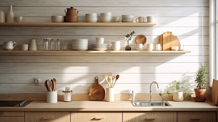 Sticker - rustic wooden kitchen background