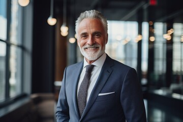 Wall Mural - Smiling portrait of a senior businessman in the office