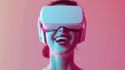 Wall Mural - portrait of a woman with vr headset