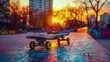 Urban Balance: Skateboard Perched