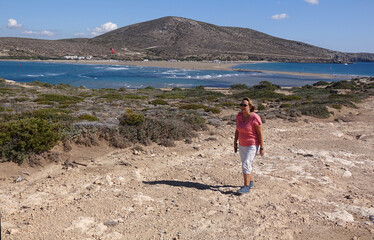 Sticker - Wandern auf Prasonisi; Blick nach Rhodos