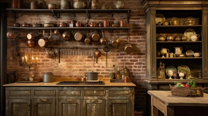 Poster - farmhouse rustic kitchen background