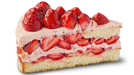 Wall Mural - delicious strawberry cake slice