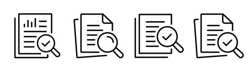 Wall Mural - Audit document line icon set. Report symbol. Inspecting sign. Vector
