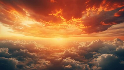 Poster - A beautiful sunset scene with clouds in the sky. Perfect for various design projects.