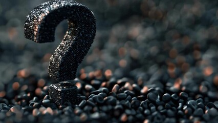 Aufkleber - A unique question mark symbol made of black beans. Perfect for food or creativity concepts.