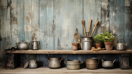 Poster - interior plank kitchen background