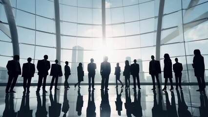 Poster - Group of people standing in front of a window, suitable for business concepts.