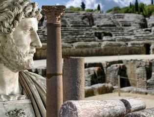 The Amphitheater of Italica, one of the first Roman colonies in Spain (Seville), was also the birthplace of two important emperors, Trajan and Hadrian