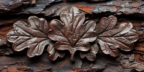 Wall Mural - A textile background imitating rusty metal with ornate patter
