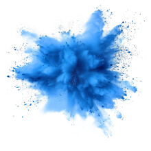 Blue Powder Explosion Effect Isolated Or On White Background