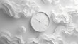 clock and time running out ,all white 3d textured background showing universe is a vast clockwork mechanism, with time as its intricate gears	
