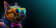 colorful french bulldog, crazy pug dog with neon glasses