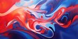 Colorful abstract design with blue swirls against a red background, portraying fluidity