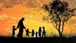 © furyon - Silhouette of Jesus blessing the children brought to him