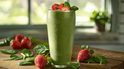 Poster - fruity strawberry green smoothie