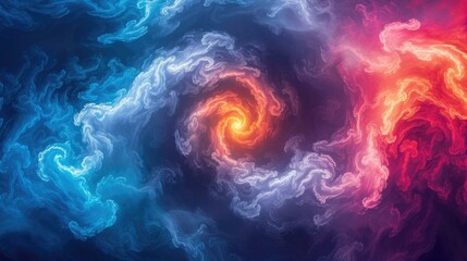 Wall Mural - colorful swirls in the sky with a blue and red swirl. generative ai.