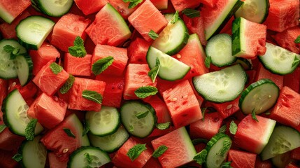 Canvas Print - delicious cucumber watermelon salad