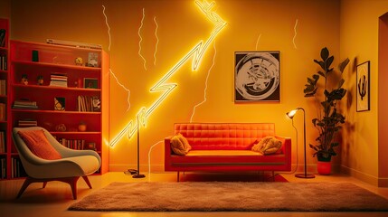 Wall Mural - colorful interior neon background