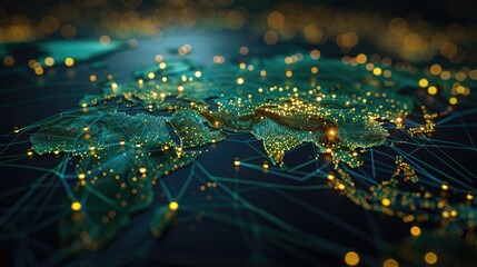 business stock market graphs with a world economic map.