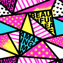 Aufkleber - Abstract seamless chaotic pattern with urban elements, lines brushes painting. Grunge texture background. Bright Wallpaper sport style