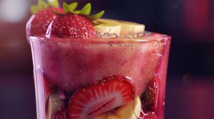 Poster - delicious strawberry banana smoothie