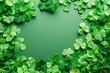 Vibrant green shamrocks on a lush green background, symbolizing luck and nature beauty