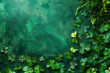 Green Shamrocks on Festive Green Background. St. Patricks Day concept