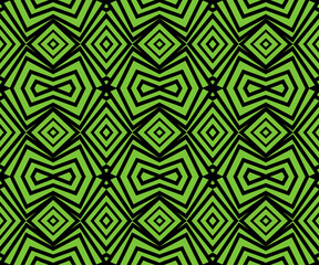 Poster - seamless pattern with squares, abstract geometric green and black background patch work seamless repeat style, replete image design for fabric printing,Green and black
