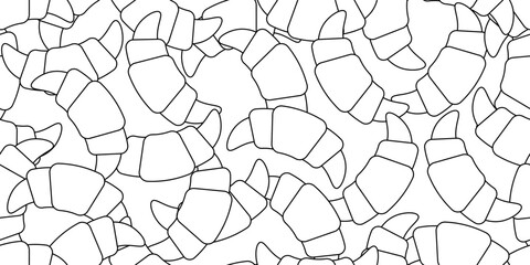 Wall Mural - black white croissant seamless pattern