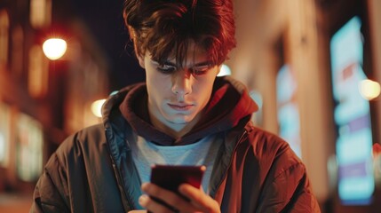 young man using a smartphone generative ai