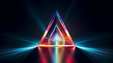 Fototapeta Perspektywa 3d - Cool geometric triangle graphics under neon lasers can make a great background