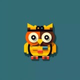 Fototapeta Pokój dzieciecy - Flat vector logo happy owl lego, minimalist background. generative ai