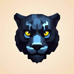 Wall Mural - Flat vector logo lego panther, minimalist background. generative ai