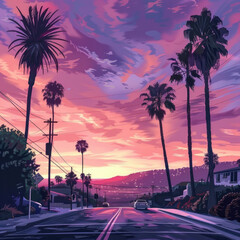 Poster - beautiful california vibes illustration