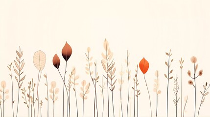 minimal autumn botanical graphic sketch line art drawing