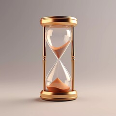 3d illustration of simple hourglass isolated on minimalist background