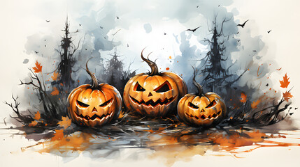 Wall Mural - Halloween Watercolor