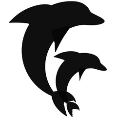 Wall Mural - silhouette of a dolphin