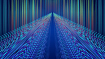 Poster - Color extended fiber lines space network and technology scene background
