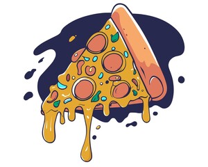 Pizza illustration design print
