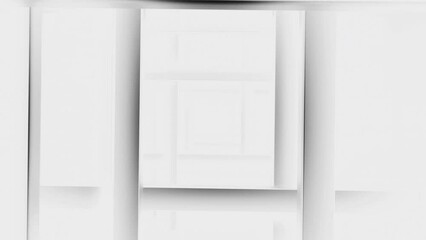 Poster - Rotating animation with endless squares. Motion. Abstract hypnotic tunnel of white squares. Squares move in illusory rotation with change in shadow