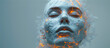 © Favio - futuristic woman's face is fragmented and covered in white paint. Conceptual art